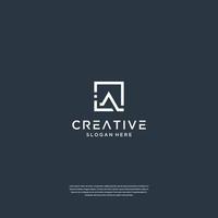 Elegant initials A with square logo design vector