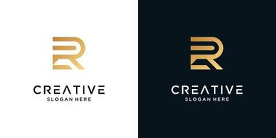 Golden letter R logo design vector