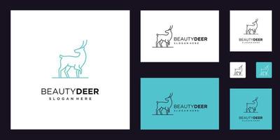 Inspirational logo design deer with simple lines vector