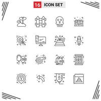 16 iconos creativos signos y símbolos modernos de prueba de cráneo de bañera de navidad elementos de diseño de vector editables médicos