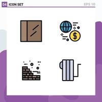 Group of 4 Filledline Flat Colors Signs and Symbols for cocaine wall exchange transaction electric Editable Vector Design Elements