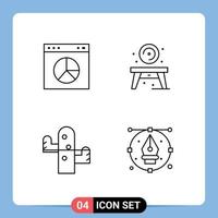 Line Pack of 4 Universal Symbols of business desert website table plant Editable Vector Design Elements