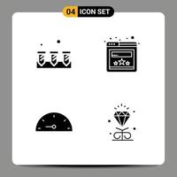 Pack of 4 creative Solid Glyphs of screw performance hardware website love Editable Vector Design Elements