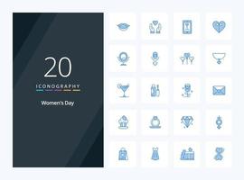 20 Womens Day Blue Color icon for presentation vector