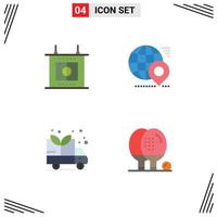 4 Flat Icon concept for Websites Mobile and Apps football green globe pin activities Editable Vector Design Elements