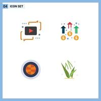 Set of 4 Vector Flat Icons on Grid for advertising mission media business interface Editable Vector Design Elements