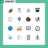 Mobile Interface Flat Color Set of 16 Pictograms of antialiasing message envelope interface communication Editable Pack of Creative Vector Design Elements