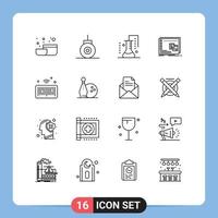 paquete de iconos de vector de stock de 16 signos y símbolos de línea para el laboratorio de ciencia del programa de Internet os mac elementos de diseño de vector editables