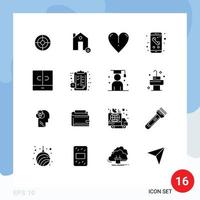 Modern Set of 16 Solid Glyphs and symbols such as closet phone real mobile app Editable Vector Design Elements