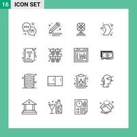 Outline Pack of 16 Universal Symbols of file right electric multimedia arrow Editable Vector Design Elements