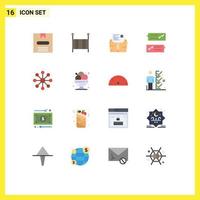 Modern Set of 16 Flat Colors Pictograph of support help zip dialogue folder Editable Pack of Creative Vector Design Elements