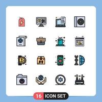 16 Creative Icons Modern Signs and Symbols of travel document document disc case Editable Creative Vector Design Elements