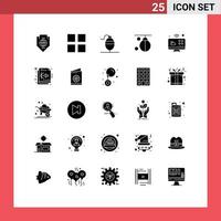 Pack of 25 creative Solid Glyphs of connections training bobber punching boxer Editable Vector Design Elements