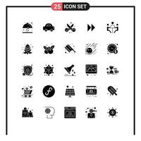 Pictogram Set of 25 Simple Solid Glyphs of business media clippers forward art Editable Vector Design Elements