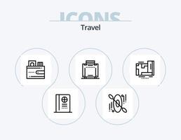 paquete de iconos de línea de viaje 5 diseño de iconos. . hotel. tarjeta postal. canoa. viajar vector