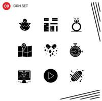 9 Solid Glyph concept for Websites Mobile and Apps pin location native love proposal Editable Vector Design Elements