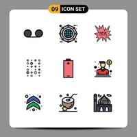 Pictogram Set of 9 Simple Filledline Flat Colors of electric scince ecommerce instructure data unstructure Editable Vector Design Elements