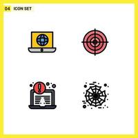 User Interface Pack of 4 Basic Filledline Flat Colors of laptop antivirus technical strategy security Editable Vector Design Elements