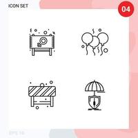 Pictogram Set of 4 Simple Filledline Flat Colors of ad attention message day road Editable Vector Design Elements