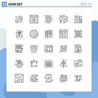 conjunto de 25 iconos de ui modernos símbolos signos para cuestionario reunión cesta trabajo basura elementos de diseño vectorial editables vector