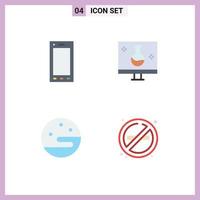 paquete de interfaz de usuario de 4 iconos planos básicos de dispositivos moon tablet eco testing weather elementos de diseño vectorial editables vector