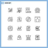 Pictogram Set of 16 Simple Outlines of healthy food special planning develop Editable Vector Design Elements