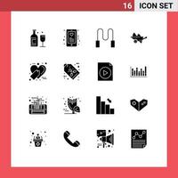 Universal Icon Symbols Group of 16 Modern Solid Glyphs of ecommerce gardening rope garden barrow Editable Vector Design Elements