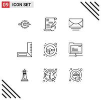 Outline Pack of 9 Universal Symbols of steering engineering document construction global Editable Vector Design Elements