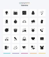 Creative Valentine 25 Glyph Solid Black icon pack  Such As love. love. radio. day. valentine