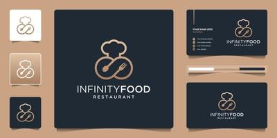 Minimalist elegant infinity with food symbol for restaurant, bar, cafe. vector