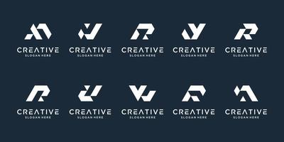 Set of abstract initial letter d, logo template. icons for business of fashion, sport, automotive, simple. vector