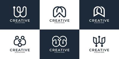 Collection of letter W logo design template. Minimalist icon for business, branding and symbol. vector