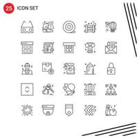 25 User Interface Line Pack of modern Signs and Symbols of business hot bomb balloon party bomb Editable Vector Design Elements