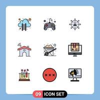 Set of 9 Modern UI Icons Symbols Signs for signal wifi direction ways human Editable Vector Design Elements