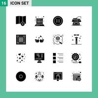 Group of 16 Modern Solid Glyphs Set for grid designer clothing design platform Editable Vector Design Elements