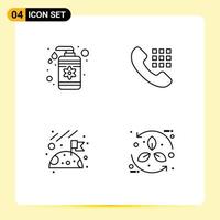 Pictogram Set of 4 Simple Filledline Flat Colors of drop moon care phone bio Editable Vector Design Elements