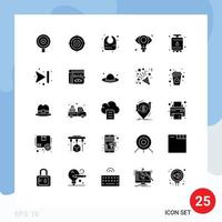 Pack of 25 Modern Solid Glyphs Signs and Symbols for Web Print Media such as gas cook baby idea eye Editable Vector Design Elements