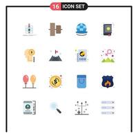 16 User Interface Flat Color Pack of modern Signs and Symbols of idea design earth contacts book Editable Pack of Creative Vector Design Elements