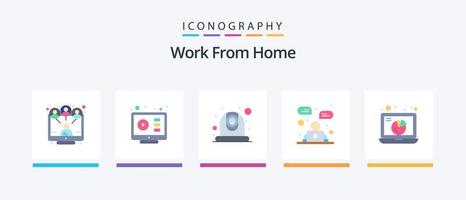 Work From Home Flat 5 Icon Pack Including chat online. business. tutorial. advertising. communication. Creative Icons Design vector