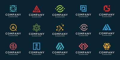 Collection of abstract logo designs. Flat minimalist modern vector business cards premium.