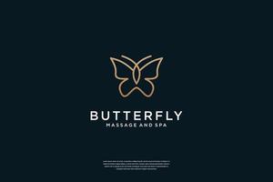 elegante diseño de logotipo de mariposa con estilo de arte lineal vector
