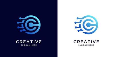 tecnología de diseño de logotipo de letra c creativa vector