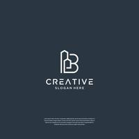 Minimalist initial B with building logo design vector