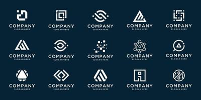 Collection logotype letter or initial with abstract symbol business. vector