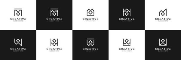 Set of abstract initial letter A and V logo template. icons for business of luxury, elegant, simple. vector