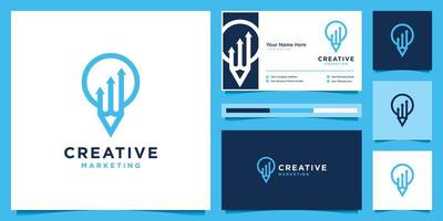 Creative pencil with arrow logo design template. Idea marketing symbol for start up. vector