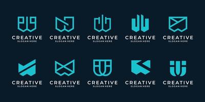 conjunto de plantilla de logotipo de letra inicial creativa w. monograma de símbolo abstracto con diseño moderno. vector