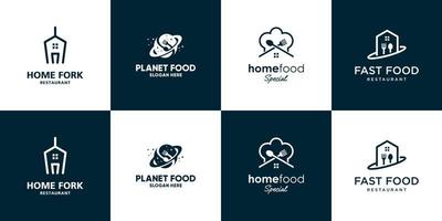 Set of minimalist food logo design template vector