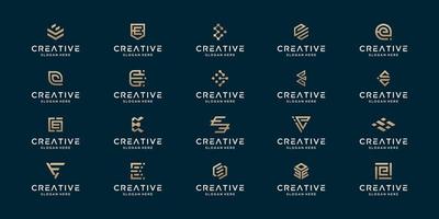 Set of luxury initial E abstract monogram logo design. Logo template for business, company, product and random vector