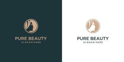 beautiful woman face logo design template vector